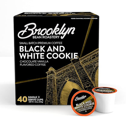 Brooklyn Beans Black and White Cookie Coffee Pods - Compatible with Keurig K Cup Brewers Including 2.0 Machines, 40 Count, Dessert-Inspired