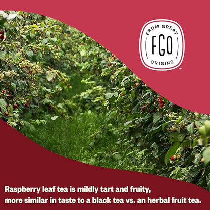 FGO Organic Red Raspberry Loose Leaf Herbal Tea, Cut and Sifted, Caffeine Free, Resealable Bag, 4oz (Pack of 1)