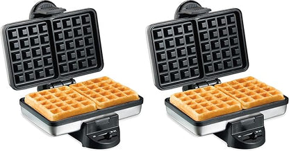 Hamilton Beach Belgian Mini Waffle Maker with Shade Control, Makes 2 at Once, Create Personalized Keto Chaffles and Hash Browns, PFAS-Free Non-Stick Plates, Compact Design, Stainless Steel (26009)