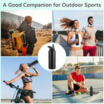 Load image into Gallery viewer, DOMICARE 40 oz Insulated Water Bottle, Vacuum Insulated Stainless Steel Sports Water Bottle with Straw Lid &amp; Spout Lid, Leakproof, Reusable - Travel, Camping, Bike, Black