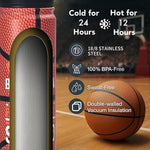 Load image into Gallery viewer, Basketball Water Bottle, 24 oz Insulated Stainless Steel Sports Bottle with Straw, Basketball Stuff Gifts for Boys