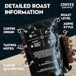 Load image into Gallery viewer, Bourbon &amp; Whiskey Barrel Aged Coffee Box Set - 4-Bag Roasted Coffee Sampler - Bourbon Colombian, Malt Whiskey Sumatra, Rye Whiskey Ethiopian, Rum Barrel Rwanda, (Ground, 4 Ounce (Pack of 4))