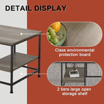 Load image into Gallery viewer, SENIG Grey Oak Rectangle Wood and Metal Coffee Table with Storage Shelf for Small Living Rooms with Shelf