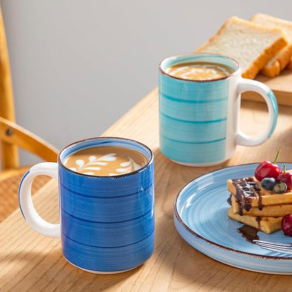 vancasso BONITA Set of 6 Stoneware Tea Coffee Cups 480 ml, Cold Colour Mug Set