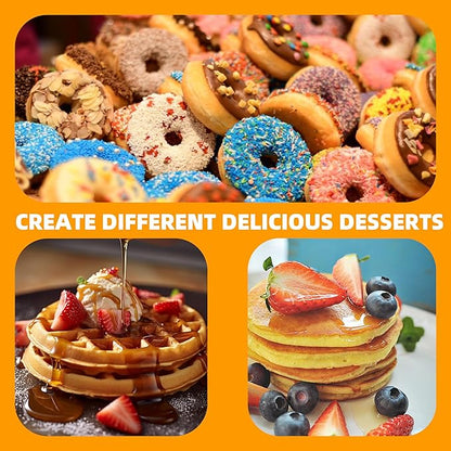 3 in 1 Mini Waffle Maker with Removable Plates-Waffles,Donuts,Pancakes all in Multimaker -Nonstick Surface for Easy Cleaning - Great Holiday Gift(Red)