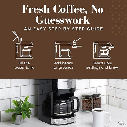 12-Cup Digital Drip Coffee Maker with Built-In Burr Grinder | Programmable Coffee Machine | Reusable Filter and Refillable Water Tank | Warming Plate with Glass Coffee Pot