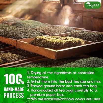 TOG999, Premium 20 Tea bags Super Moringa Herbal Tea, Special Blend of Moringa Leaves, Spearmint Leaves, Ginger, Lemon Peel and Chamomile. No Sugar, No Caffeine, No Gluten, Vegan.