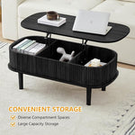 Load image into Gallery viewer, Fluted Lift Top Coffee Table with Hidden Compartment, Fully Assembled Wooden Center Table, Modern Oval Lift Tabletop for Home Living Room Office, Black
