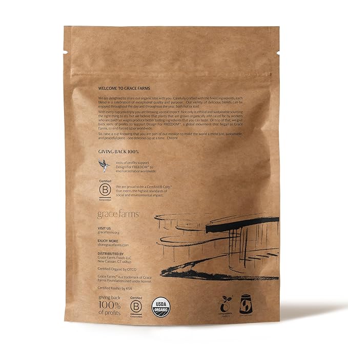 Grace Farms Organic Darjeeling Sunrise Black Tea, 50 Sachet Pouch | Darjeeling & Orange | Fairtrade & Kosher |Gives Back 100% of Profits