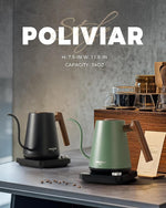 Load image into Gallery viewer, POLIVIAR Electric Gooseneck Kettle, 1350W Electric Tea Kettle Wood Pattern Handle, 34oz Pour Over Electric Kettle for Coffee &amp; Tea, 18/8 Stainless Steel Inner, Temperature Control &amp; Rapid Heating