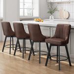 Load image into Gallery viewer, Swivel Bar Stools with Backs, 24" Counter Height Barstools Set of 6, Fabric Upholstered Counter Bar Stools with Solid Wood Legs for Kitchen Island, Home Bar, Brown