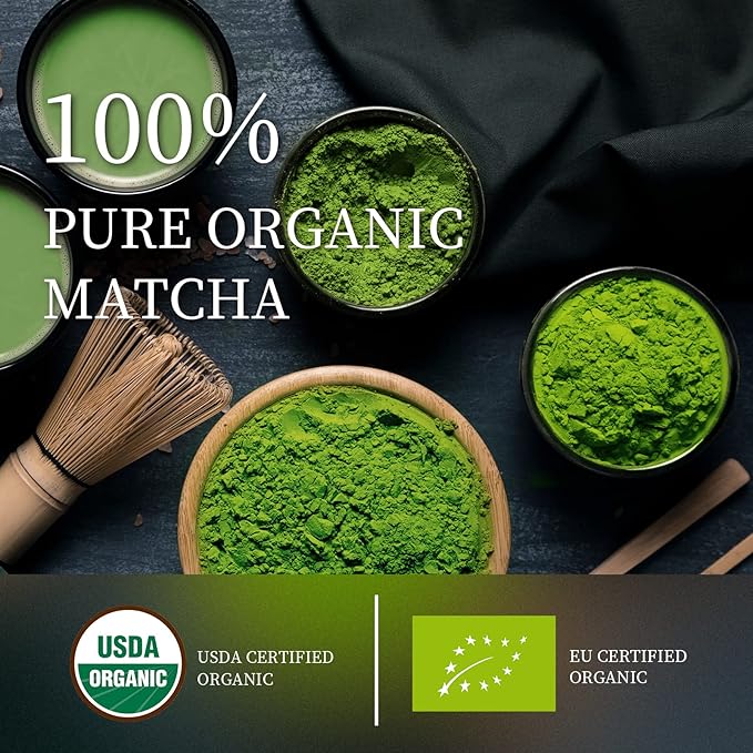 Chaism Ceremonial Grade Matcha Green Tea Powder - 20 Single Serve Packets, Premium First Harvest USDA Organic Gluten-Free Vegan, 100% Pure (20 Packets)