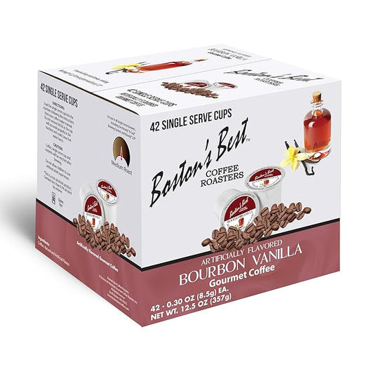 Boston’s Best - Bourbon Vanilla Coffee Blend, Tasty Flavored Blend, Gourmet Compatible with Keurig Coffee Maker, 1 Count (42 Single Serve Medium Roast Cups)