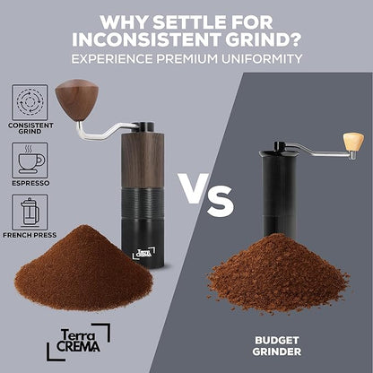 Manual Coffee Grinder With Stainless Steel Burr – Hand Coffee Grinder for Espresso Pour Over and French Press – Travel-Ready Design With Carry Case Brush and Blower