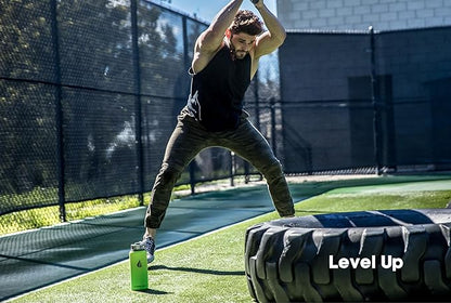 HYDRO CELL Stainless Steel Insulated Water Bottle with Straw - For Cold & Hot Drinks - Metal Vacuum Flask with Screw Cap and Modern Leakproof Sport Thermos for Adults (Neon 32oz)