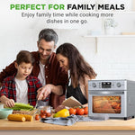 Load image into Gallery viewer, NutriChef 26L Electric Air Fryer Oven | 1700W Countertop Rotisserie &amp; Air Fryer | 360° Rotating Feature | 10 Digital Menu Presets | Includes Drip Tray, Air Frying Basket &amp; Bake Rack 15x16x14 (Silver)