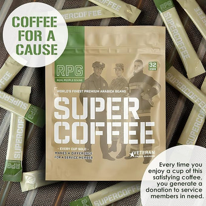 RPG Super Coffee Blend - 32 Sachets - Instant Coffee Packets Single Serve Packets Medium Dark Roast Flavor Instant Coffee Singles Individually Packaged Micro Ground