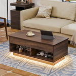 Load image into Gallery viewer, HOMMPA LED Coffee Tables for Living Room, 40 Inch Lift Top Coffee Table with Hidden Storage Mid Century Modern Center Table, Smart Gaming Tea Tables for Home Office Walnut