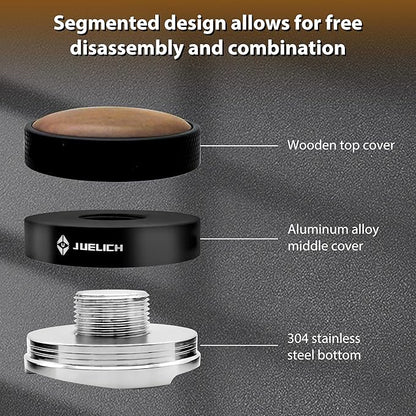 58mm Espresso Distributor with Walnut Wood Top – 51mm Coffee Distribution Tool for Even Tamping – Adjustable Leveling Tool for Portafilters – Barista Espresso Accessories(58mm)