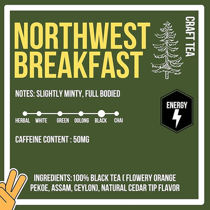 Revival Tea Company Northwest Breakfast Tea - Black Tea Blend with Western Cedar Tips, Assam, Ceylon, and Chinese Black Tea - 24 Tea Bags