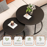 Load image into Gallery viewer, Round Nesting Coffee Table, Black Modern Decorative Coffee Center Table Set of 2, Sintered Stone Coffee Table for Living Room with Sturdy Metal Frame.