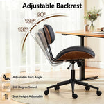 Load image into Gallery viewer, Home Office Chair with Wheels, Adjustable Height Desk Chair Leather Swivel Computer Chair, Armless Modern Walnut Chair for Office, Meeting Room, Black