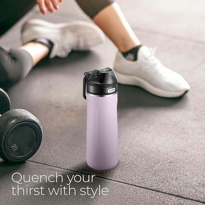 SipX™ Triple-Insulated Stainless Steel Water Bottle - 18oz. With Straw Lid, BPA-Free Reusable Insulated Water Bottle Keeps Cold For 12 Hours, Metal Water Bottle Made Of Sustainable Material For Hiking