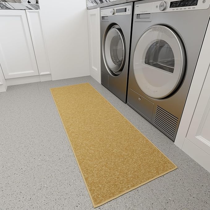Ottomanson Hallway Runner Rug 20" x 59" Non Slip Solid Area Rugs Easy to Clean Laundry Rug Runner Durable & Pet Friendly Floor Carpet Runners for Hallways Entryway Living Room Kitchen, Beige