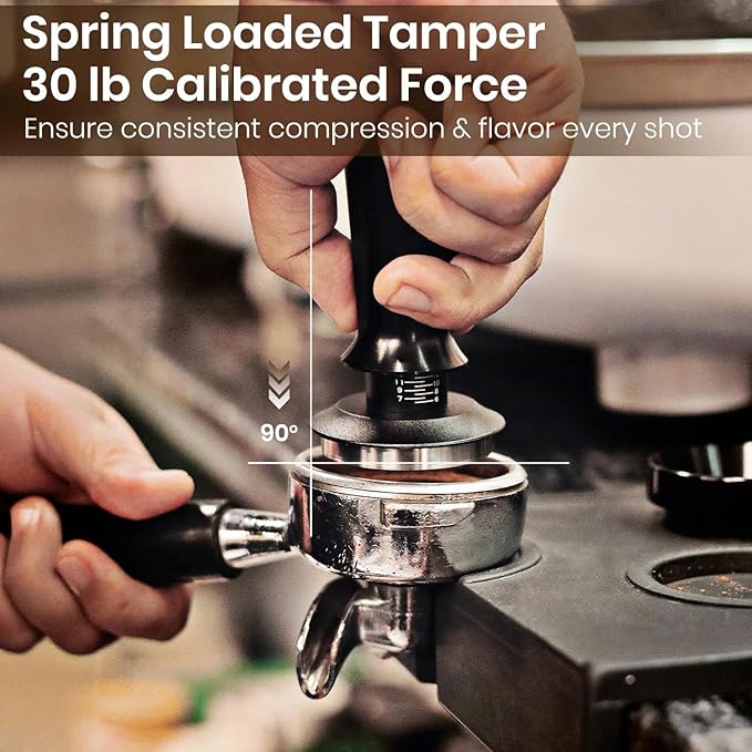 51mm Espresso Accessories Kit, Calibrated Spring Loaded Tamper, WDT Tool Espresso Machine Accessories Kit and Dosing Funnel Set, Coffee Tamper Tool and 51mm Portafilters, Barista Tools