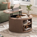 Load image into Gallery viewer, Round Coffee Table with Lifting Top,31.5”Mid Century Modern Lift Top Coffee Table with Hidden Compartment,Fluted Small Center Table for Living Room,Walnut