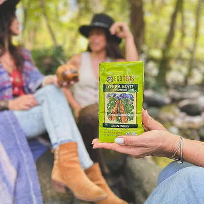 ECOTEAS Organic Yerba Mate Loose Leaf Tea – Natural Energy & Detox Herbal Tea – Coffee Alternative - Kosher, Non-GMO, Gluten-Free - Unsmoked Pure Leaf from Argentina, 1 lb (Pack of 1)
