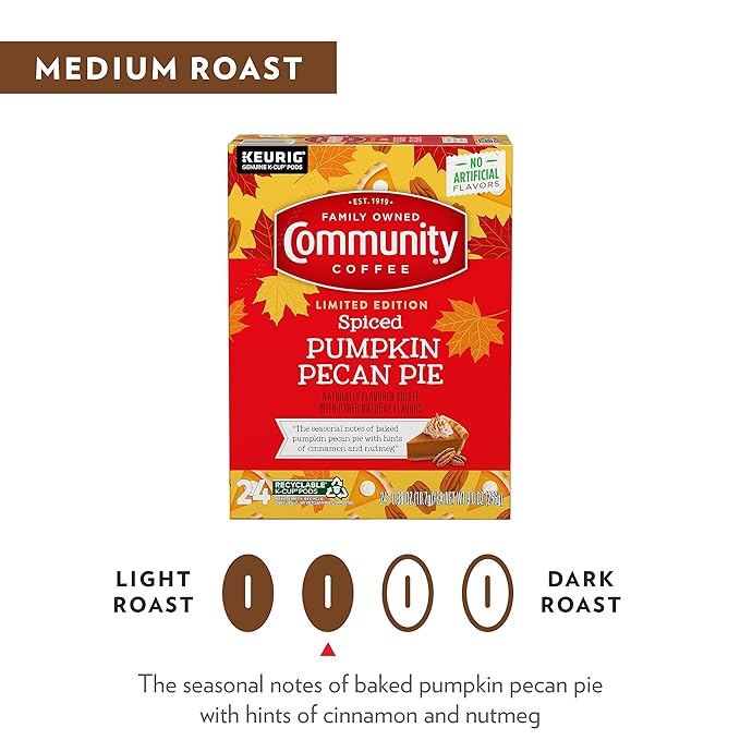 Community Coffee Spiced Pumpkin Pecan Pie Flavored Coffee Pods, 60 count, Medium Roast Compatible with Keurig 2.0 K-Cup Brewers (10 Pods, Pack of 6)
