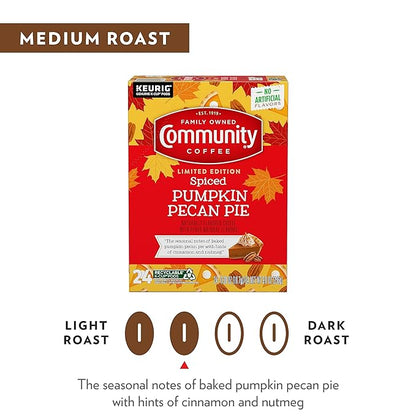 Community Coffee Spiced Pumpkin Pecan Pie Flavored Coffee Pods, 10 count, Medium Roast Compatible with Keurig 2.0 K-Cup Brewers (10 pods)
