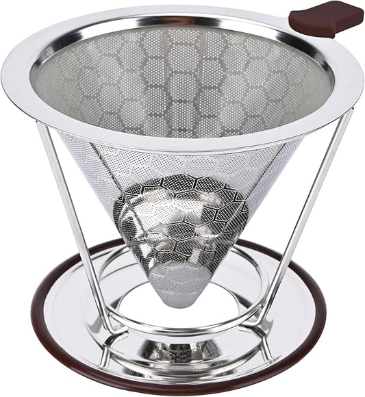 Pour Over Coffee Dripper, Pour-over Filters with 800 Mesh Steel Mesh Optimize Extraction For Rich Coffee Flavor, Stainless Steel Filter, Paperless Pour-over