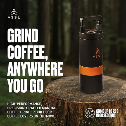 Java G45 Manual Coffee Grinder | Coffee for Camping | Bean Grinder | Travel Pour Over | Stainless Steel Conical Burr | ~ 45 Gram Capacity | Extendable Grind Handle | 50 Grind Settings | Carbon