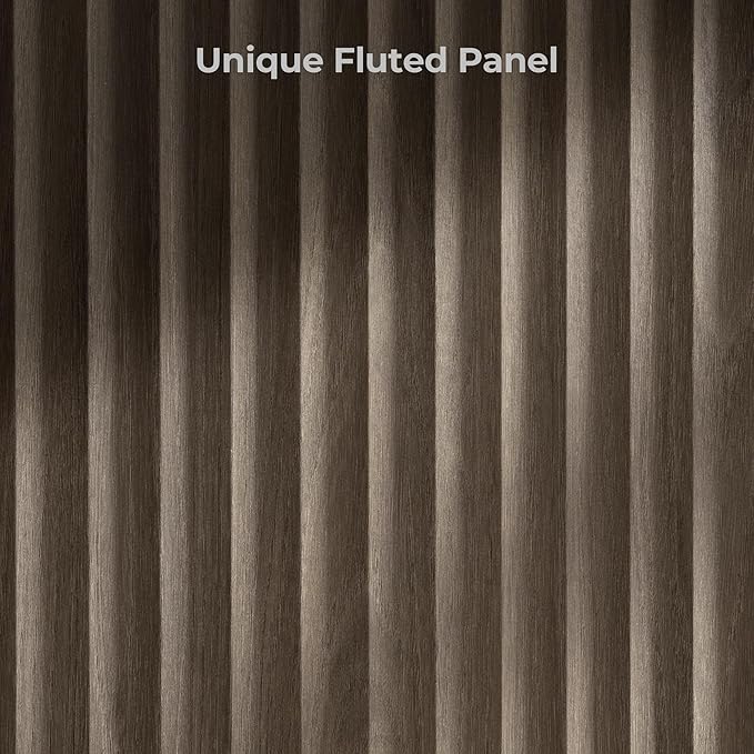 SICOTAS Round Coffee Table for Living Room, Modern Fluted Circle Center Coffee Table with Storage, 32" Accent Tea Dining Table for Apartment, Grey Alder