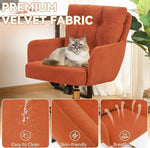 Load image into Gallery viewer, Flannel Office Chair, Comfy Home Office Desk Chairs with Lumbar Support, Modern Velvet Desk Chair Gold Legs Small Swivel Task Chair for Home Office, Bedroom, Study (Orange, L)