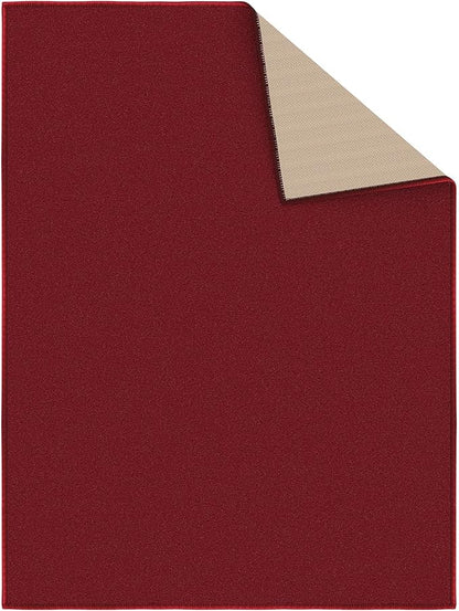 Ottomanson Rugs for Entryway 2'3" x 3' Non Slip Solid Small Area Rugs Durable Front Door Mat Rug Stain Resistant Entrance Rugs for Bathroom Kitchen Bedroom & Living Room, Red