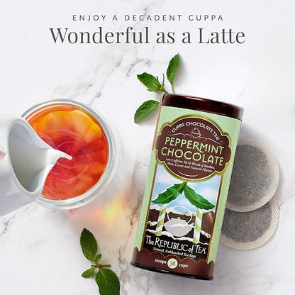 The Republic of Tea – Peppermint Cuppa Chocolate Tea Bags, Low-Caffeine, 250 Servings