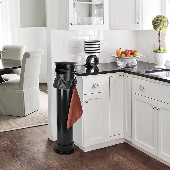 Knock Box for Espresso Grounds Commercial Floor-Standing Coffee Grounds Knock Box with Brush 18L Large Capacity Coffee Knockbox with Towel and Garbage Bags for Coffee Shops,Bar Home,Coffee lovers