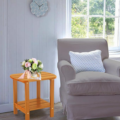 LZRS Double Adirondack Side Table, Outdoor Side Tables, End Tables for Patio, Backyard,Pool, Indoor Companion, Easy Maintenance & Weather Resistant(Orange)