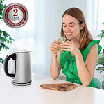 Load image into Gallery viewer, OVENTE Electric Kettle, 1.7L Stainless Steel Fast Boiling Water Heater with 1750W Power, BPA Free &amp; Cordless Body, Auto Shut-Off, Boil-Dry Protection, Indicator Light &amp; Removable Filter, Silver KS711S