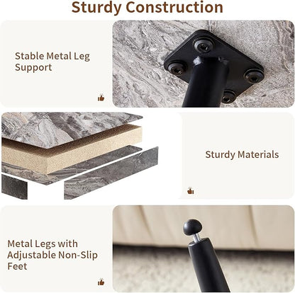 31.5" Modern Round Coffee Table,Small Coffee Tables Center Table with Metal Legs Marble-Patterned Tabletop for Living Room Office Apartment,Easy to Assemble, Grey Marble