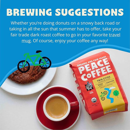 Peace Coffee Twin Cities Blend | 20 oz Whole Bean Dark Roast | Organic Fair Trade | Smooth, Inviting Flavor | Shade Grown, Fresh Roasted