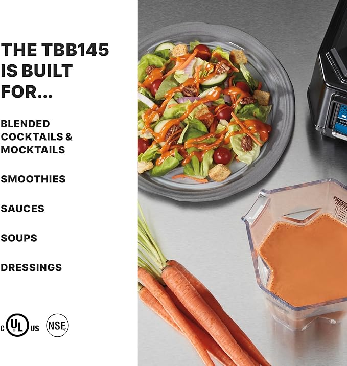 Waring Commercial TBB145 TORQ 2 Horsepower Blender, 2 Speed Toggle Switch Controls, with 48 oz. BPA Free Container, 120V, 5-15 Phase Plug, 9 x 15.75 x 11.5 inches, Multicolor