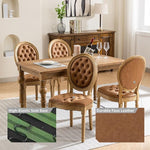 Load image into Gallery viewer, French Country Dining Chairs Set of 2, Amber Upholstered Dining Chairs, PU Leather Tufted Back, Solid Wood Legs, Farmhouse Kitchen &amp; Dining Room Chairs, Sillas De Comedor (Amber, 2Pcs)