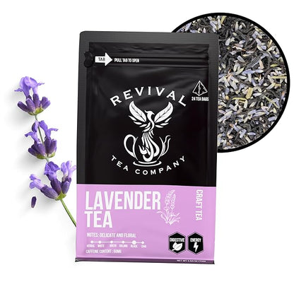 Revival Tea Company Lavender Tea - Black Tea Blend with Lavender Flowers - 24 Tea Bags