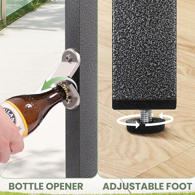 46*39*17 Outdoor Bar Table Extra Wide,Tall Bar Height Outdoor Pub Table, Ideal for Patio, Hot Tub, Dining, Balcony, Poolside, Weatherproof Composite Top, Rustproof, Built In Bottle Opener,Black