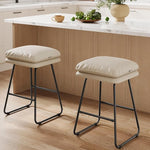 Load image into Gallery viewer, VASAGLE Bar Stools Set of 2, Counter Height Bar Stools, Leather Counter Stools Barstools with Soft Cushion and Metal Sled Legs, 25.6 Inches Bar Height Bar Chairs for Kitchen Island, Cappuccino Beige