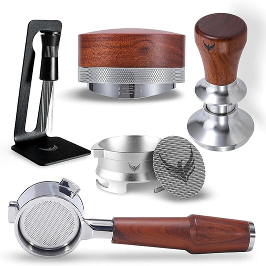 54mm Espresso Tamper Kit For Breville Espresso Machines Includes Bottomless Portafilter, Leveling Tool, Coffee Tamper, WDT Tool, Dosing Funnel and Puck Screen Set
